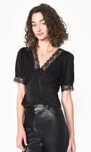 Load image into Gallery viewer, CLAUDIA LACE TRIM TOP IN BLACK
