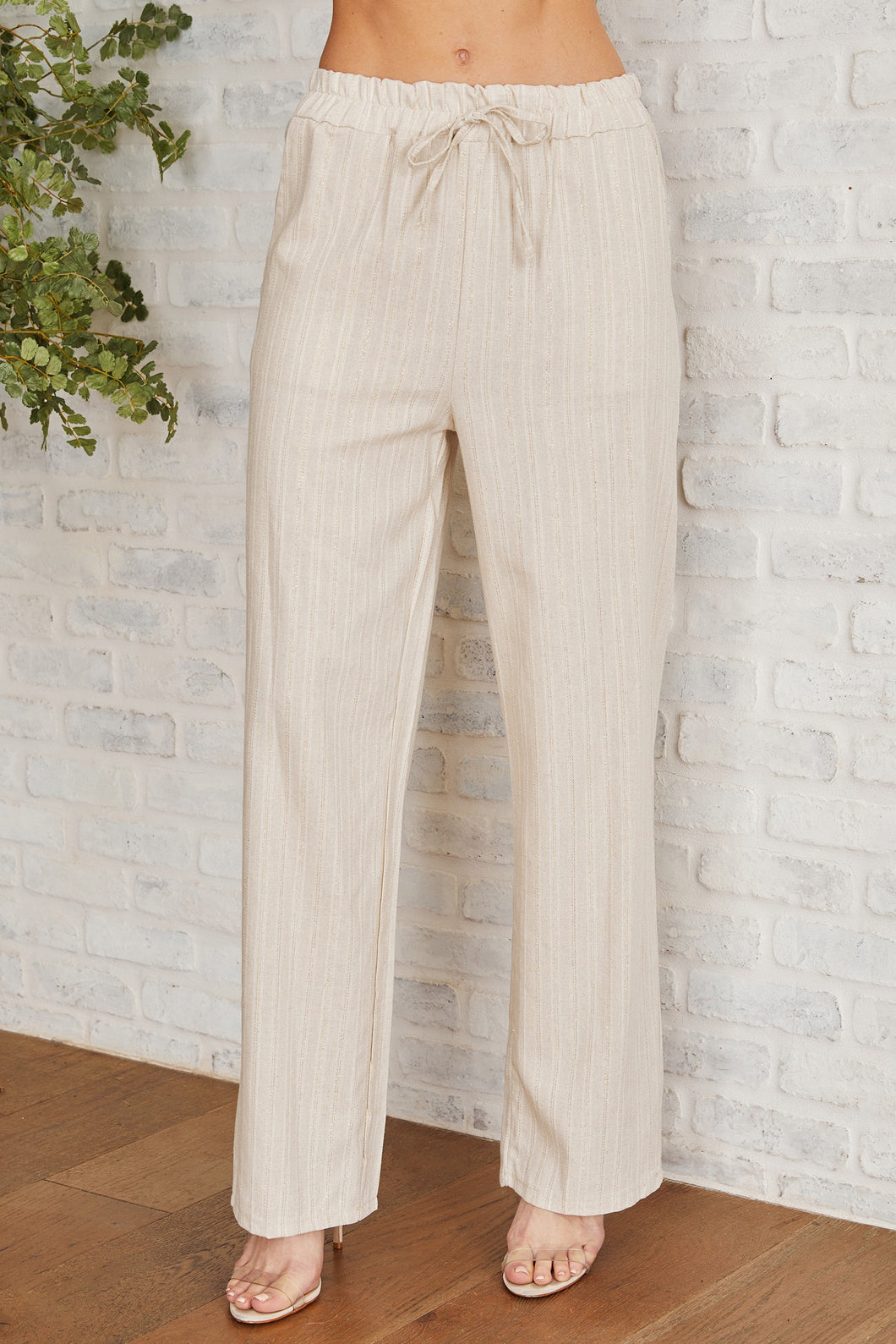 60783 BEIGE STRIPED PANTS