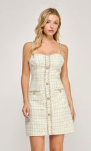 Load image into Gallery viewer, HED0021 TWEED CHAIN TRIM MINI DRESS
