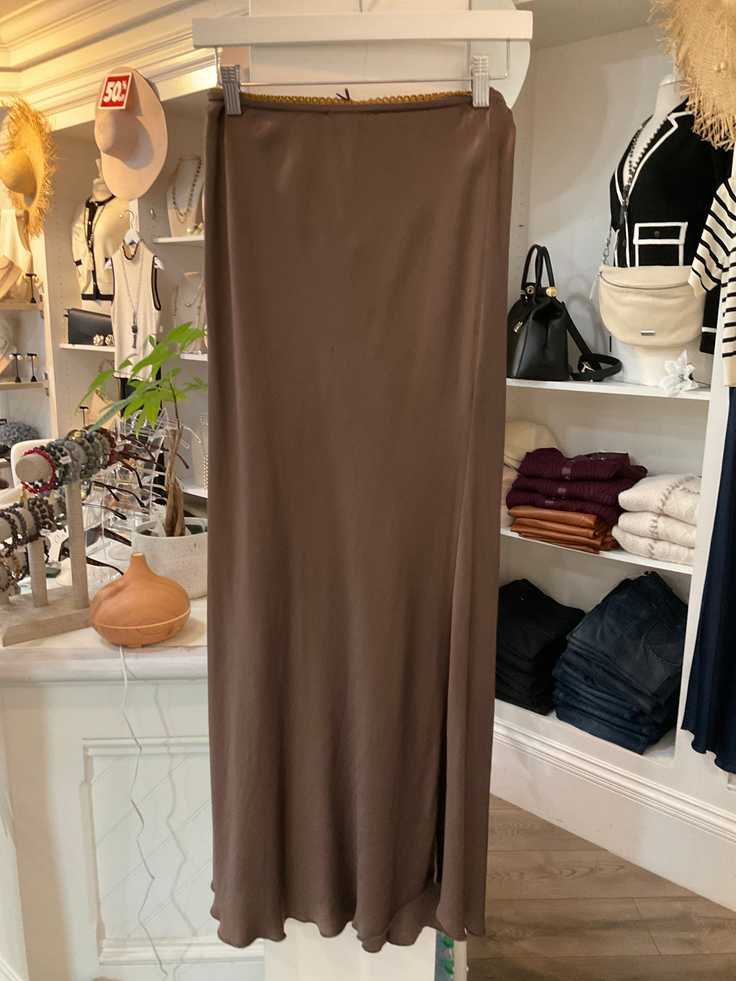 9298 Choc.Brown  Silky Skirt