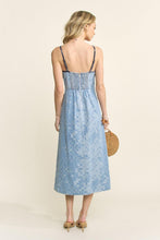 Load image into Gallery viewer, CHECKERED CONTRAST PIPING DETAIL DENIM MIDI DRESS
