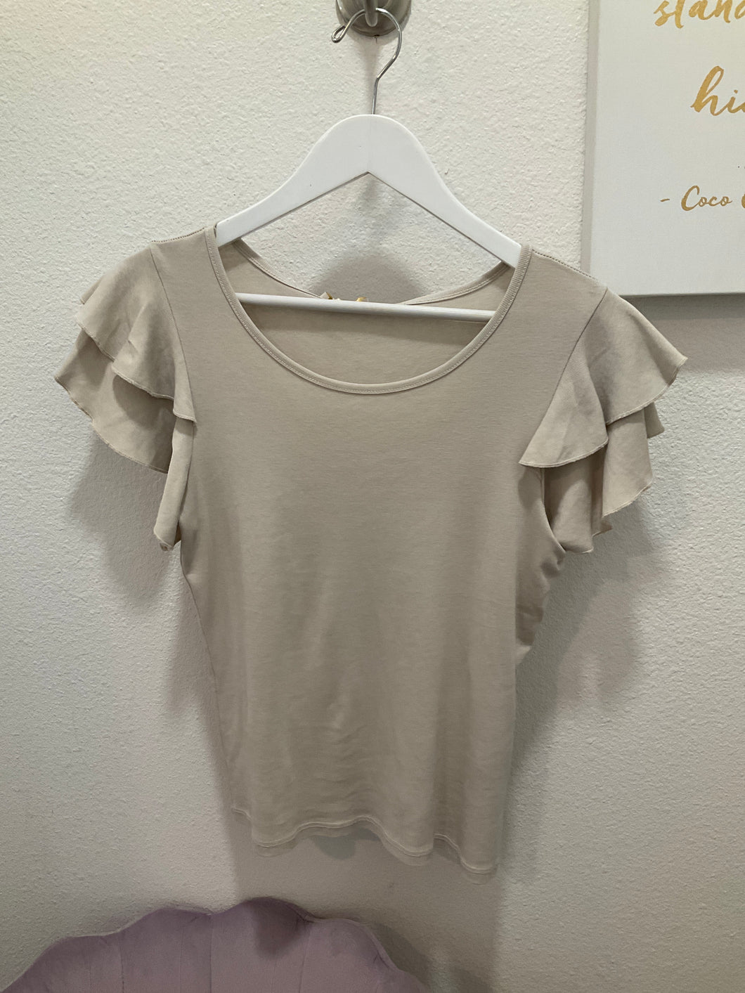 117 BEIGE RUFFLE TOP