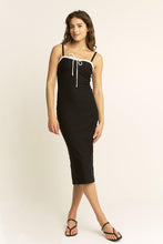 Load image into Gallery viewer, Contrast Ruffles Neckline Midi Dress
