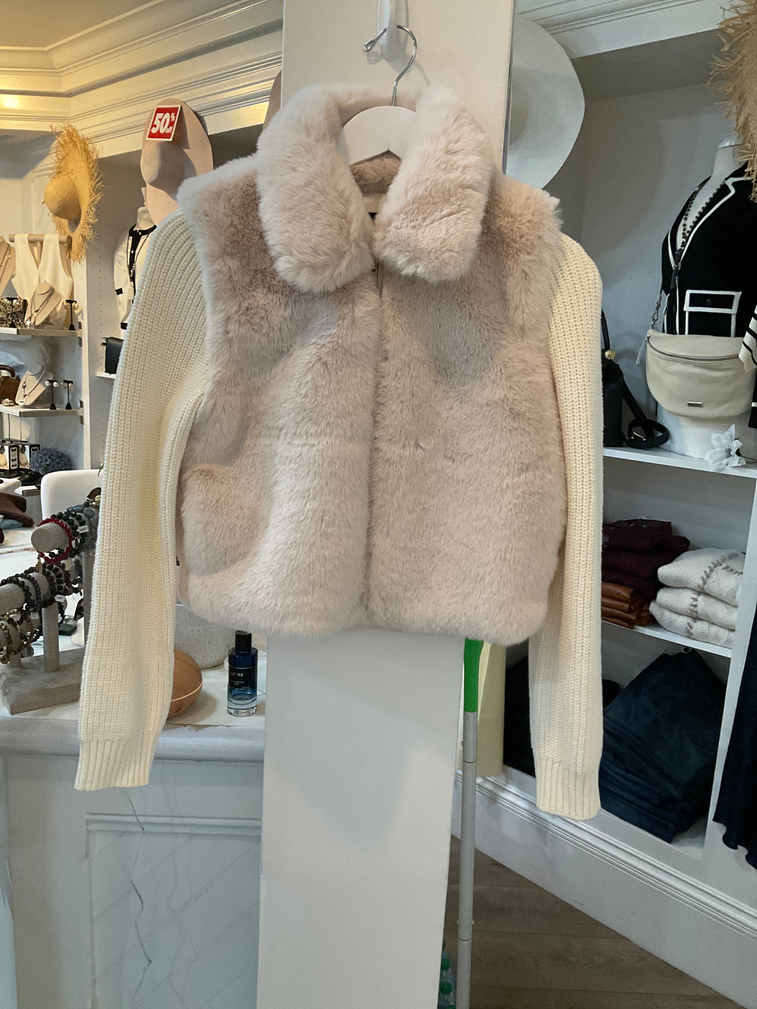 CF25-10175S FUR SWEATER