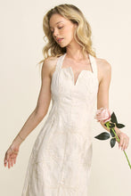 Load image into Gallery viewer, Cotton Embriodery Halter Neck V Detail Midi Dress
