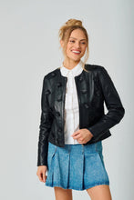 Load image into Gallery viewer, FLORA RF BLACK WOMAN'S FLORAL APPLIQUE JACKET

