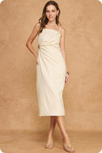 Load image into Gallery viewer, Elegant Ruched Side Gather Linen Midi Dress
