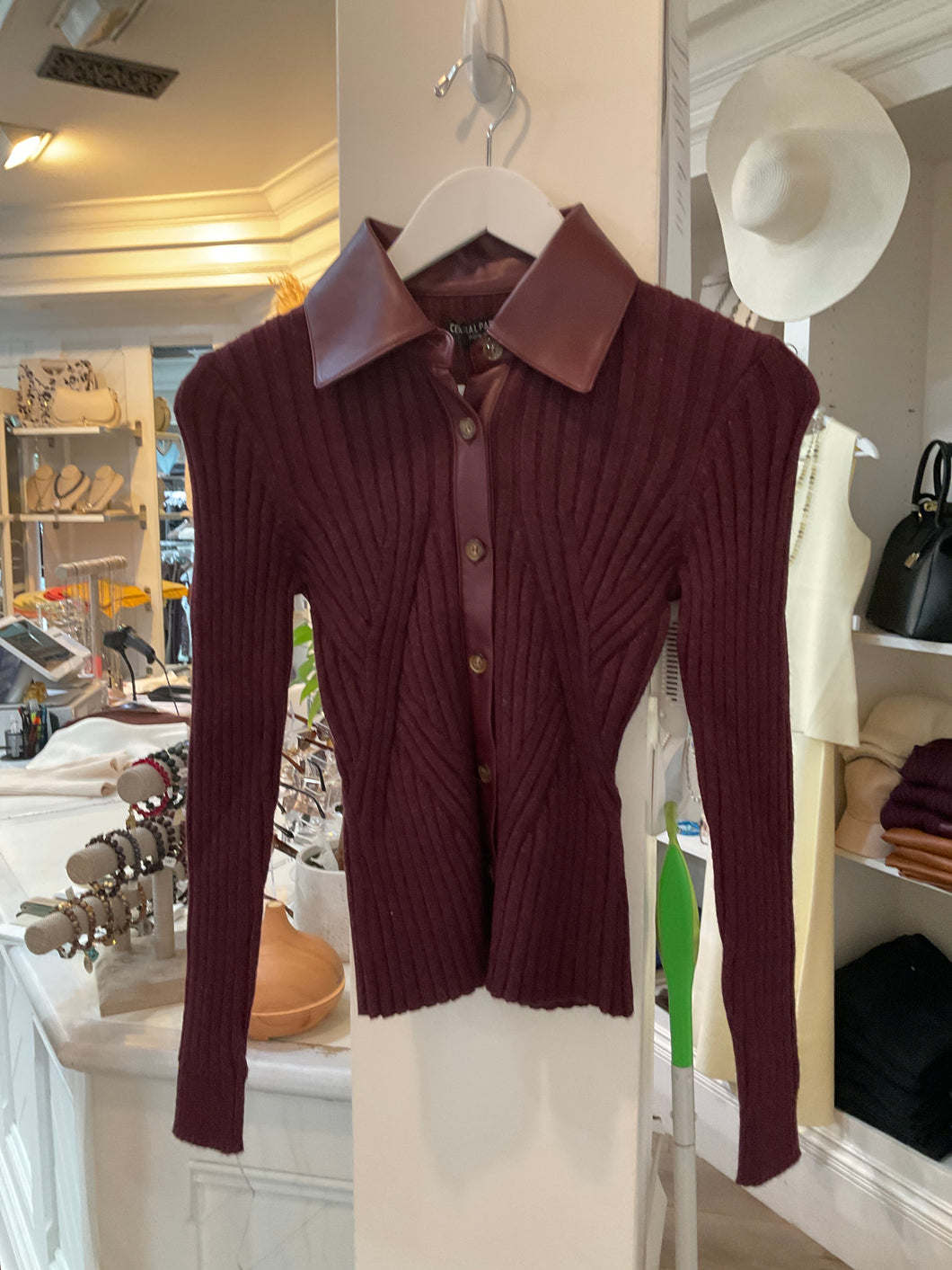 CF25-10136S LEATHER SWEATER