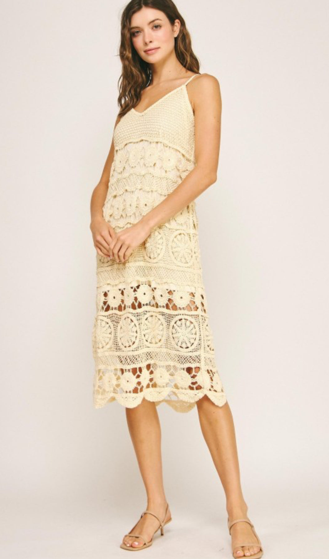 4886 CROCHET MIDI DRESS