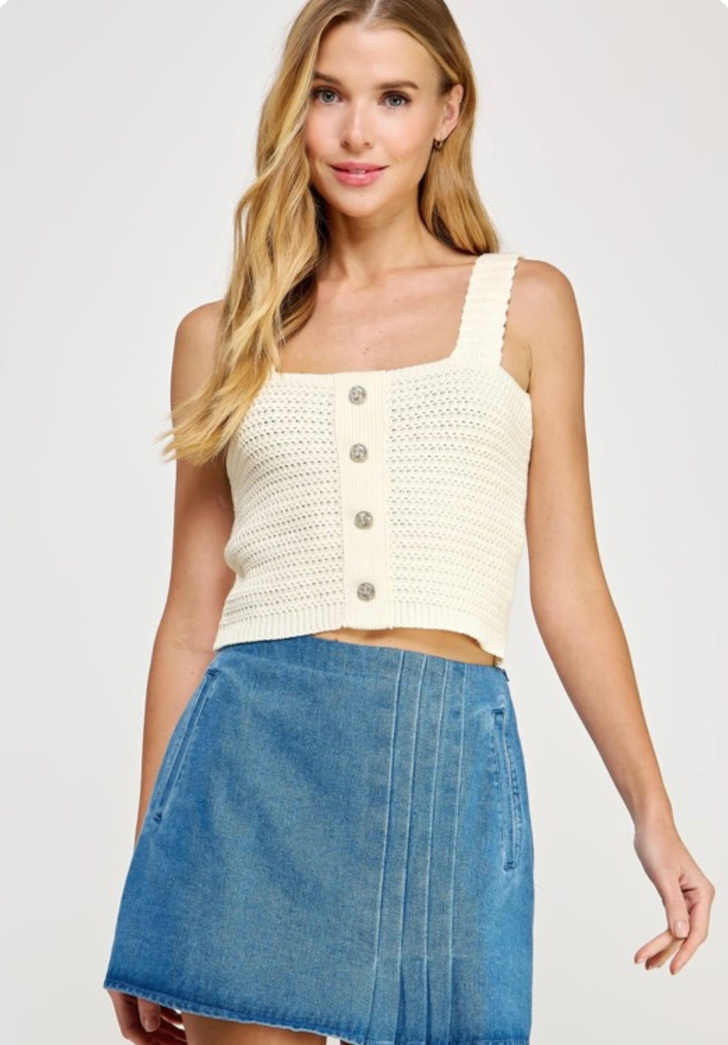 CROCHET BUTTON DOWN TANK
