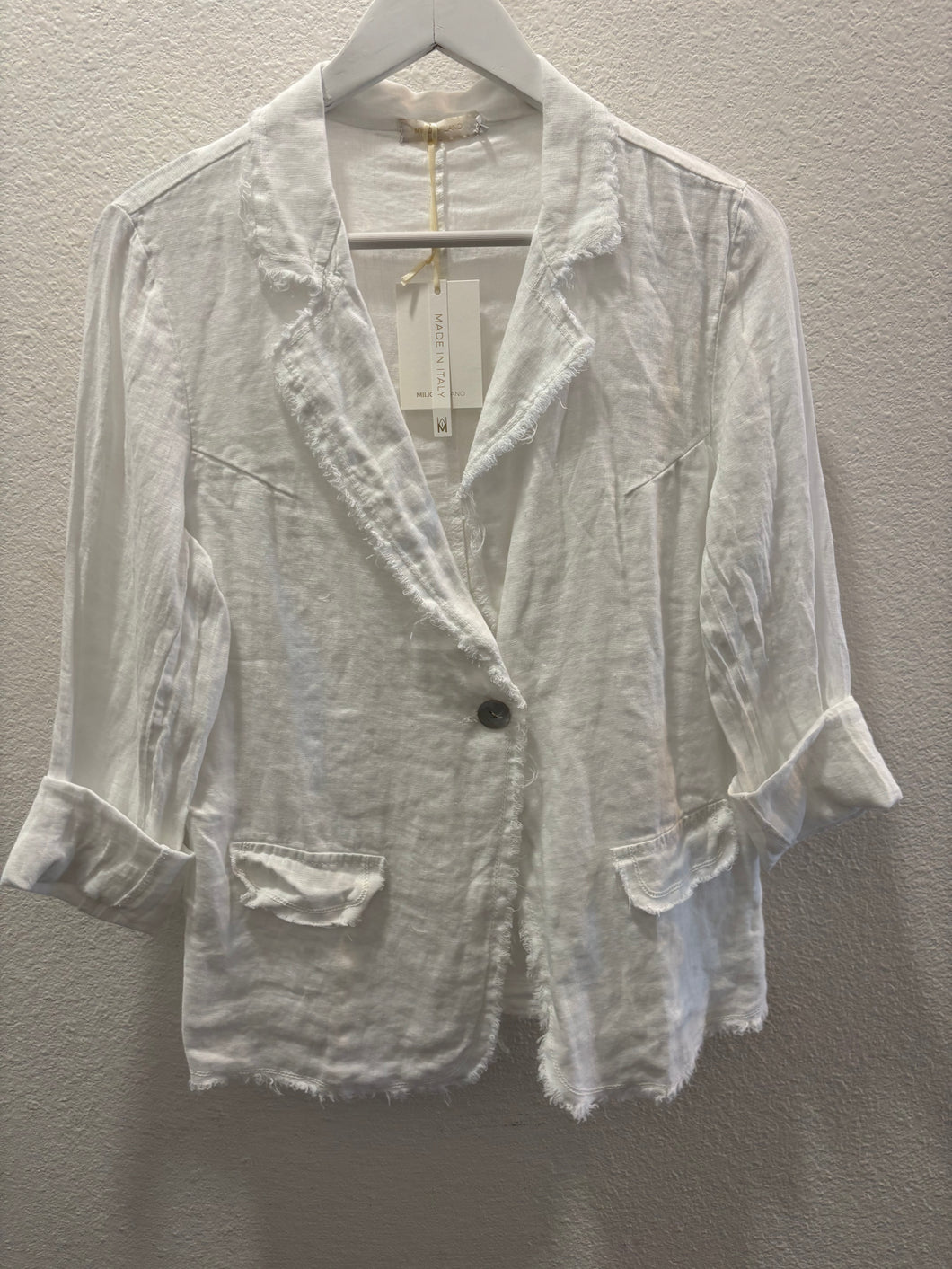 SINGLE BUTTON LINEN BLAZER