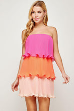 Load image into Gallery viewer, Tiered Strapless Pleated Mini Dress

