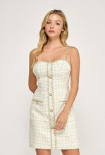 Load image into Gallery viewer, HED0021 TWEED CHAIN TRIM MINI DRESS
