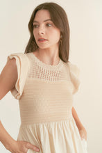 Load image into Gallery viewer, RUFFLE SLEEVE KNIT TOP WITH CONTRAST SKIRT DRESS
