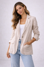 Load image into Gallery viewer, SINGLE BUTTON LINEN BLAZER
