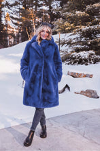 Load image into Gallery viewer, COBALT FAUX FUR COAT
