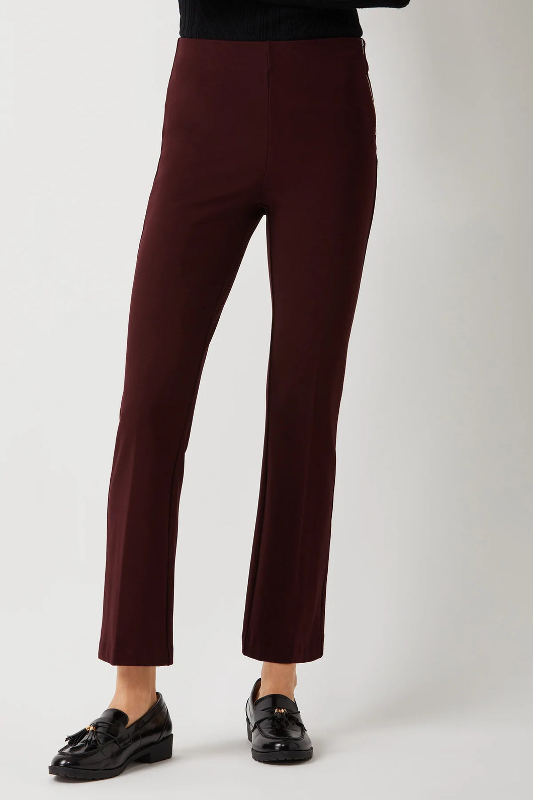 PRINCE CROPPED FLARE LEG PANT IN BURGUNDY