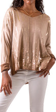 Load image into Gallery viewer, CAMAL &amp; GOLD SPLATTER SWEATER
