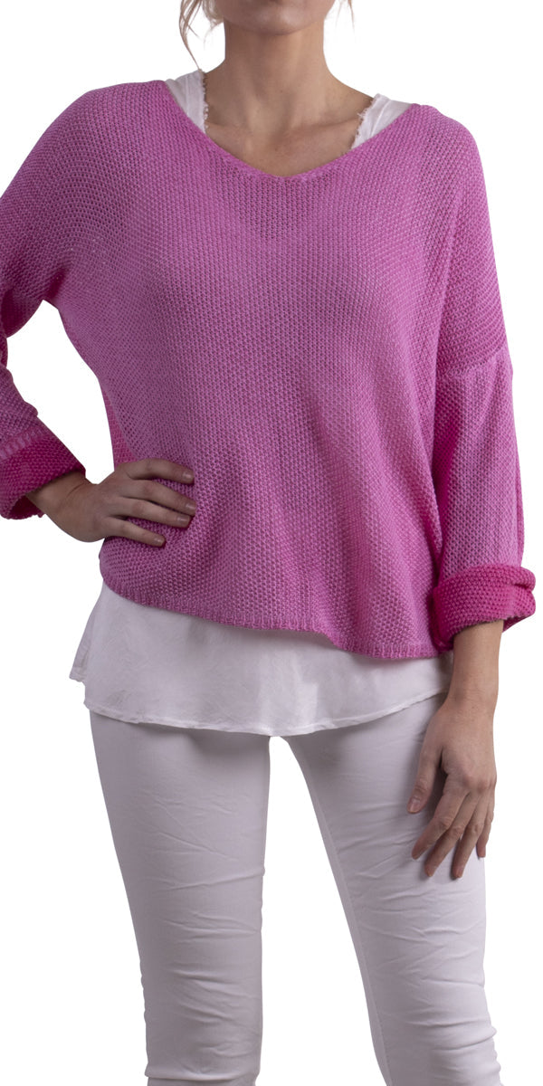 1006-HP KNIT SWEATER HOT PINK