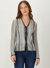Load image into Gallery viewer, 9505SW STRIPED TIE FRONT CARDIGAN
