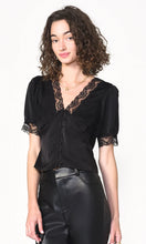 Load image into Gallery viewer, CLAUDIA LACE TRIM TOP IN BLACK
