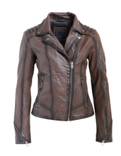 Load image into Gallery viewer, FLORI LEATHER JACKET DARK BROWN

