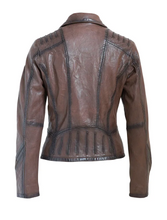 Load image into Gallery viewer, FLORI LEATHER JACKET DARK BROWN
