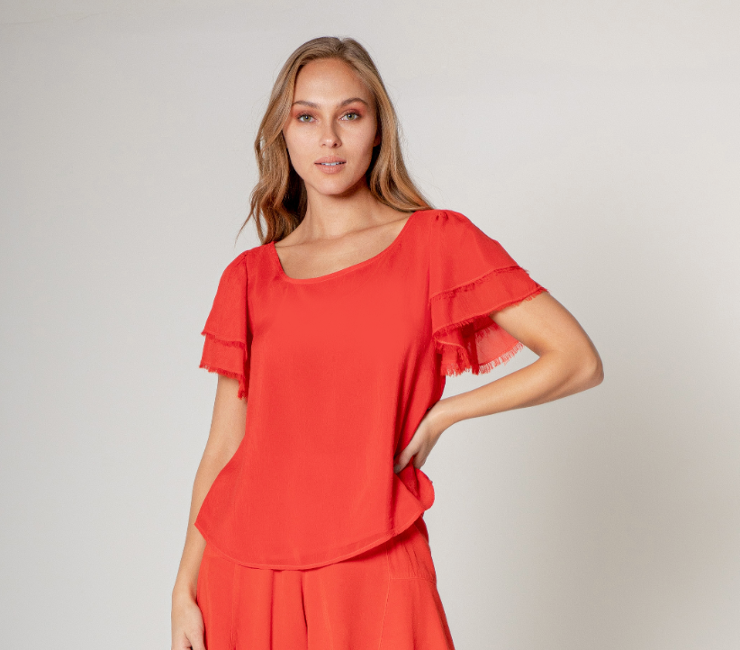 MERRY RUFFLE TOP IN RED