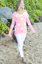 Load image into Gallery viewer, K50C2W879 HEART PINK &amp; WHITE SWEATER
