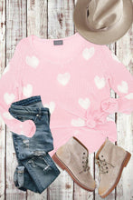 Load image into Gallery viewer, K50C2W879 HEART PINK &amp; WHITE SWEATER
